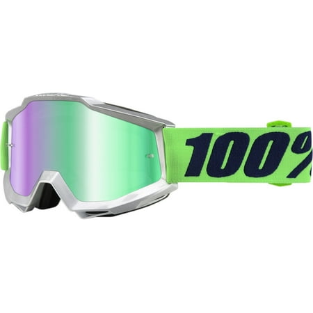 100% accuri nova men's off-road/dirt bike motorcycle goggles eyewear - green/mirror / one