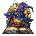 thumbnail image 2 of Halloween Witch Hat Sun Catcher, 2D Acrylic Magical Hat Hanging Ornament, Charming Stained Glass Wall Art Hanging Ornament for Home Halloween Party Decor, 2 of 6