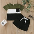 thumbnail image 2 of TAIAOJING Baby Boys Summer Clothes Sets Outfits Toddler Boys Girls Short Sleeve Clothing Children Patchwork Pocket Tops Shorts Outfits 18-24 Months, 2 of 4