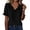 A_ Black, variant on Women's Ruffled V Neck Puff Short Sleeve Blouse Sage Moss Tone Solid Linen Loose Casual Top for Daily Summer Vacation Wear White XXL