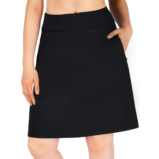 Women's 4 Pockets UV Protection 20 Modest Knee Length Skirt Athletic  Running Golf Tennis Skort Zippered Pockets 