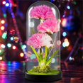 thumbnail image 2 of Flores de Clavel Artificiales en Cúpula de Vidrio con Luz LED, 2 of 6