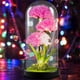 thumbnail image 2 of Flores de Clavel Artificiales en Cúpula de Vidrio con Luz LED, 2 of 6