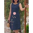 thumbnail image 4 of ZANZEA Summer Vintage Dress Women Sleeveless Floral Embroidery Sundress Cotton Knee-length Robe Casual Holiday Beach Vestidos, 4 of 5