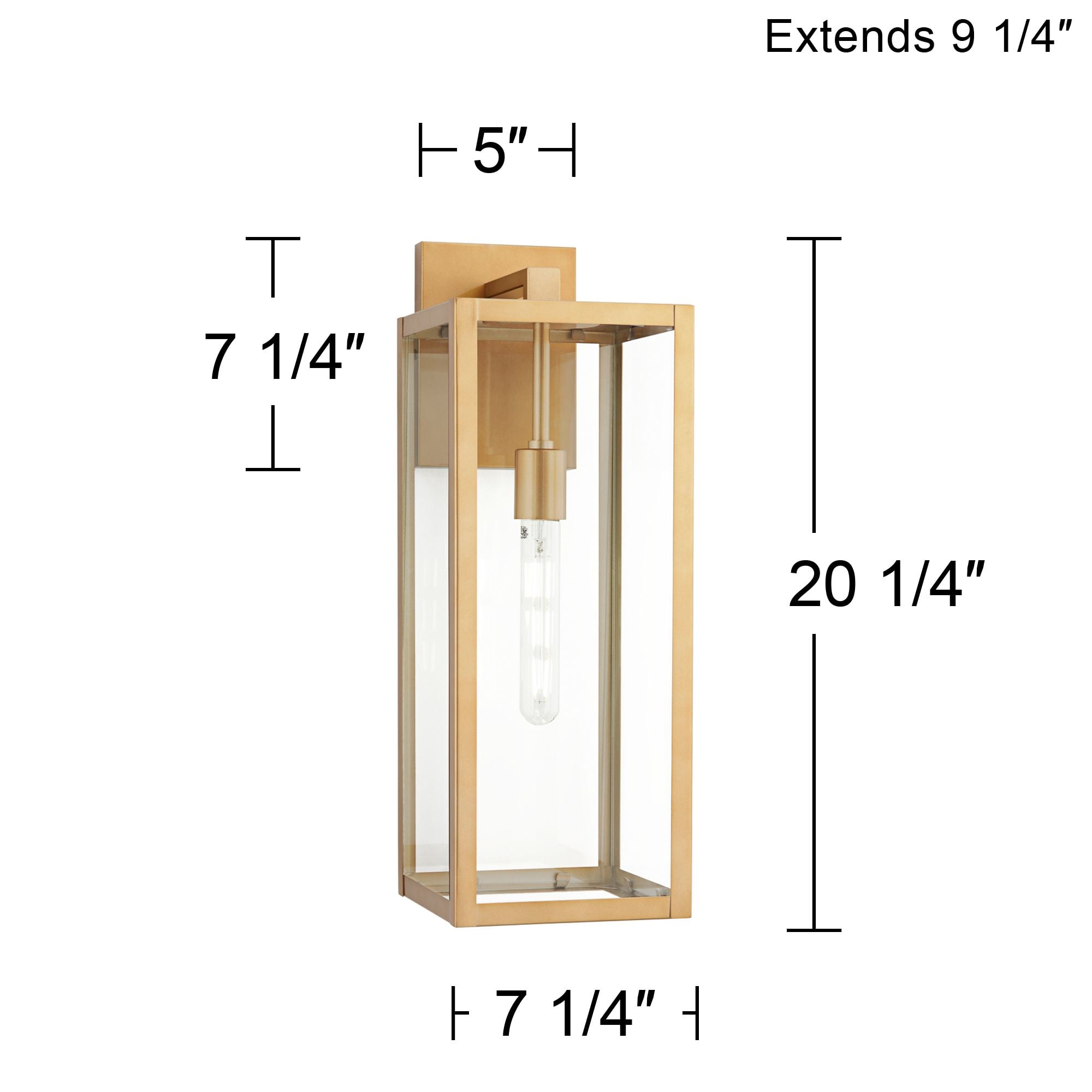 John Timberland Titan 20 1/4" High Modern Outdoor Wall Light Fixture Mount Porch Edison Bulb Soft Gold Finish Clear Glass Shade