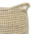thumbnail image 6 of DecMode 18", 20"W White Seagrass Handmade Two Toned Storage Basket with Handles, 2-Pieces, 6 of 8