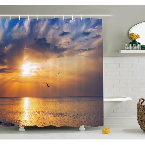 Ambesonne Nature Early Morning Sunrise Shower Curtain Set