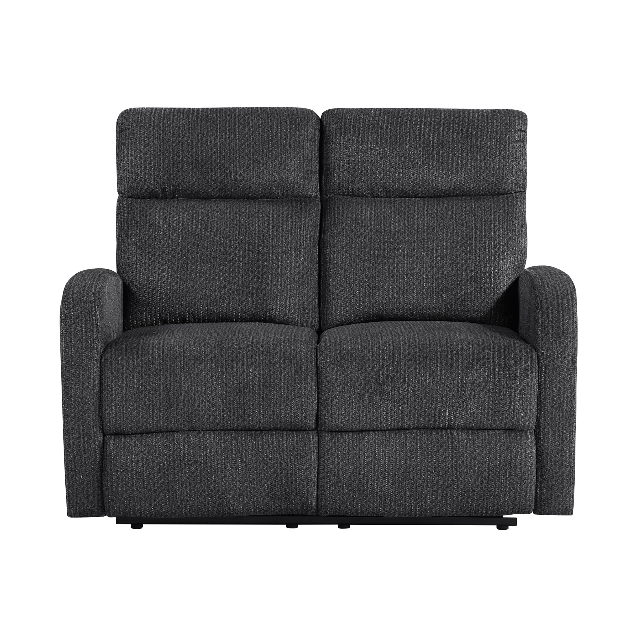 OakvillePark Brava Microfiber Double Reclining Loveseat, Dark Gray
