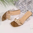 thumbnail image 5 of Xdegoge Womens Clear Heels Sandals Plus Size Open Toe Summer Beach Shoes Transparent Strap Dressy Slippers Strolling Walking Ladies Party Slides, 5 of 9