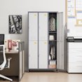 thumbnail image 7 of Aobabo Metal Storage Lockers for Employees,Steel Locker Cabinet with 6 Door Lockable,Industrial Light Gray+White Storage Locker Cabinet for Gym,School,Office,Assembly Required,72''H*35.43''W*15.75''D, 7 of 7