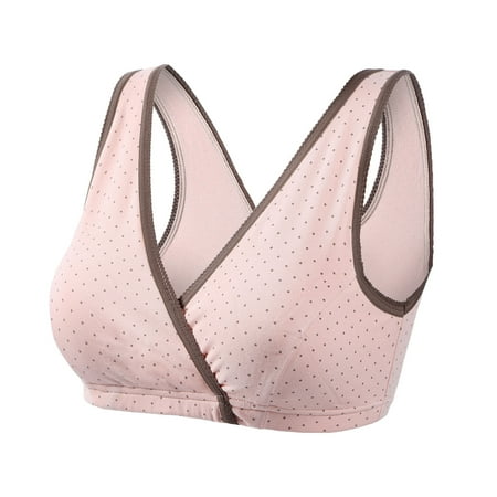 LLYwey Workout Sports Bras for Women Clearance Sale Nursing Bra Cotton Sleeping Underwear Plus Size Large Cup No Wire Underwear Daily Bra Big & Tall Size Cotton Training Bra Style LW-264 Pinks M