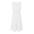 thumbnail image 5 of SMihono Fashion Women's Summer Sleeveless Mini Dress V Neck Hollow Out Eyelet High Waist A Line Swing Short Party Dresses White L, 5 of 9