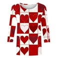 thumbnail image 6 of Cadancy Valentine's Shirts for Women 3/4 Sleeve Heart Print Vintage Tunic Tops Crewneck Loose Casual Cute Tees Fashion Valentines Day Outfits, 6 of 6