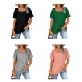 thumbnail image 4 of Guardurnaity Camiseta de algodón para mujer, camiseta informal con cuello cuadrado para mujer, para adolescentes, para viajes, senderismo, moda de Prendas para la parte del cuerpo Verde XXL, 4 of 6