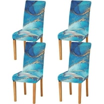 YETTASBIN Turquoise Marble Dining Room Chair Covers Set of 4, Non Slip Stretch Chair Slipcovers Removable Washable Chair Protector Cover for Kitchen, Dining Room, Holiday Party, Home Decor