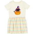 thumbnail image 3 of Inktastic Halloween Cat, Black Cat, Witch Hat, Pumpkin Girls Toddler Dress, 3 of 5