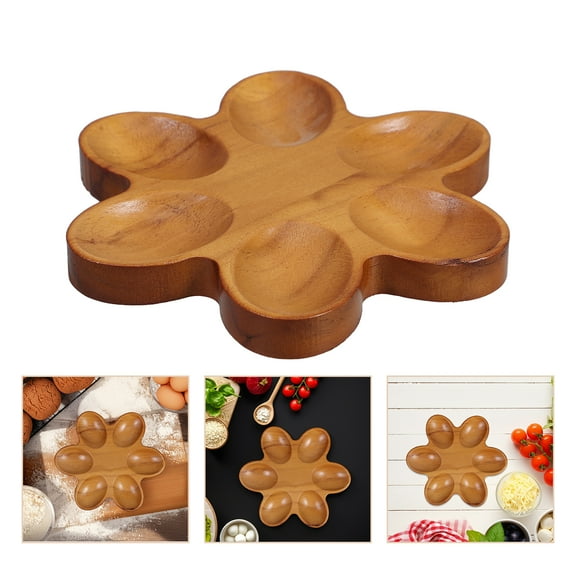 Wooden Egg Holder 6 Fresh Eggs Tray Eggs Storage Plate Chicken Egg Display Rack Eggs Organizer For Kitchen Countertop Refrigerator Brown