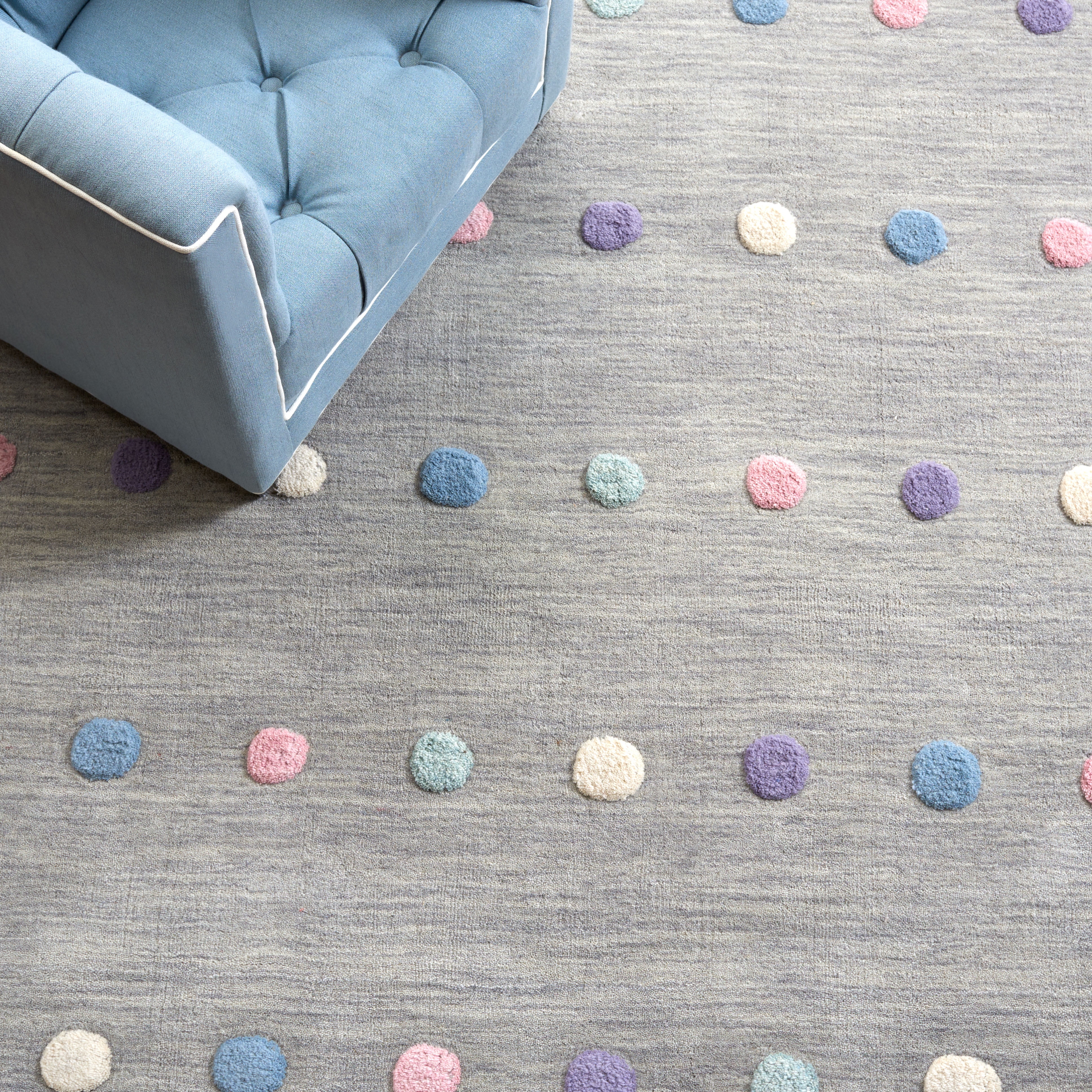 SAFAVIEH Kids Polka Dots Stripes Area Rug, Silver, 5' x 5' Square