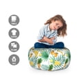thumbnail image 2 of Watercolor Storage Toy Bag Chair, Exotic Fruits Pattern Pineapples Bananas Oranges Tropical Leaves, Stuffed Animal Organizer Washable Bag, Large Size, Green Yellow Pale Brown, by Ambesonne, 2 of 3