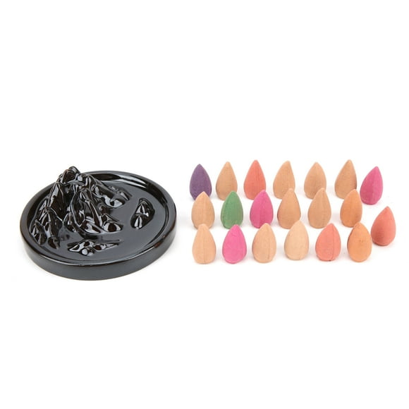 ESTINK Incense Waterfall Burners,Incense Waterfall Holder,Backflow Incense Burners Hand‑Made Easy to Clean Incense Holder with 20Pcs Free Spices for Handicraft Decoration Gift