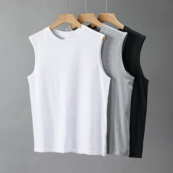 JDQJBZ Tank Tops Men Solid Color Crew Neck Sleeveless Top Lightweight Breathable