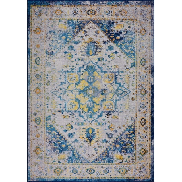 Ladole Rugs Modena Traditional Design Turkish Machine Made Beautiful Indoor Area Rug Carpet Tapis in Blue Multicolor