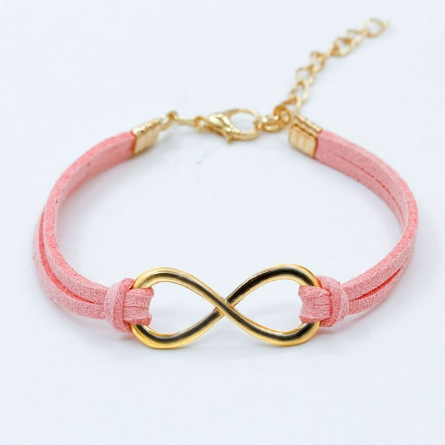 fastboy Women Trendy Infinity Symbol Leather Wristband Multilayer Bracelet Wrap