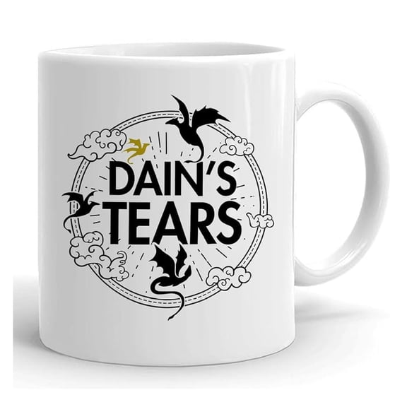 Dain's Tears Mug, Fourth Wing Coffee Mug, 11oz White Ceramic Coffee Cup, with Funny Saying and Book Cover Graphic