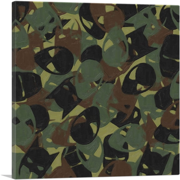 ARTCANVAS Army Green Camo Camouflage Superhero Pattern Canvas Art Print - Size: 36" x 36" (1.50" Deep)