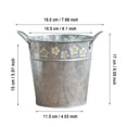 thumbnail image 3 of Retro Wrought Iron Hanging Flower Bucket - Iron, Silver, Embossed Flower Patterns, For Dried/Fresh Flowers/Potted Plants, 1X Bucket, 3 of 3