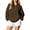 A Brown, variant on Women Sweatshirt Dqueduo Women's Long-Sleeve Solid Color Casual Loungewear Top – Drop Shoulders & Half-Zip Collar Blue XL