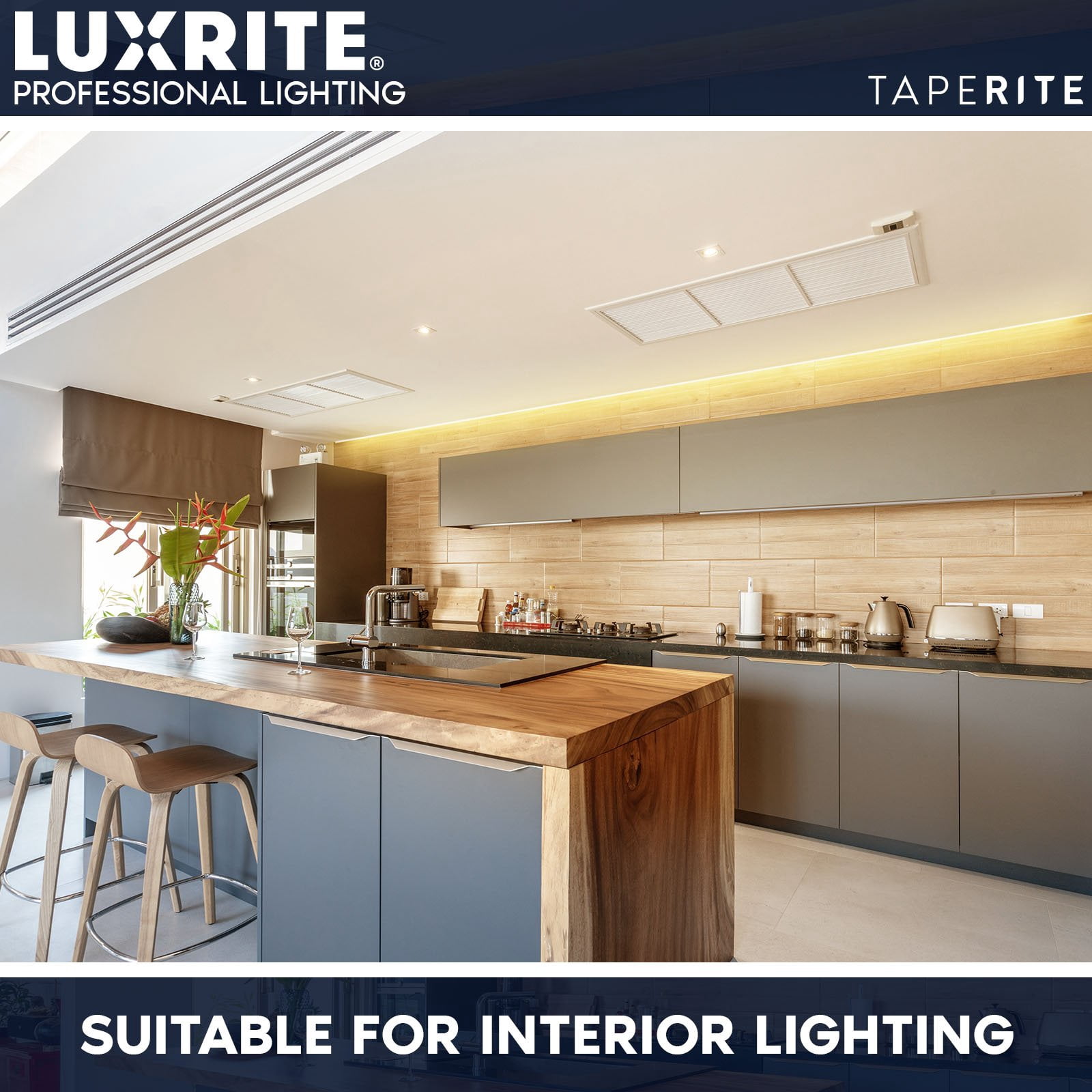Luxrite LED Strip Lights 16.4FT, 3000K Soft White, 8mm, 270 Lumens/FT, Cut to Length, 3W/FT, CRI 90, UL Listed