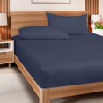 thumbnail image 5 of ROYALE LINENS 300 Thread Count 100% Long Staple Combed Cotton Fitted Sheet Twin XL - Super Soft Deep Pocket Bottom Sheet - Fitted Sheets Only - Elastic Sheets (Twin XL, Navy), 5 of 9
