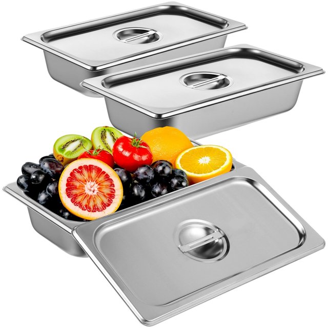 Juego de 3 piezas para empanizar, recipientes de acero inoxidable para pan con tapa, recipientes para frutas y verduras de 12,8 x 6,9 x 2,6 pulgadas, cajas de comida para chuletas de pescado y chuleta