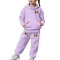 thumbnail image 6 of WMQPNNS Girls Sweatsuit Set Wide Leg, Boys 2 Piece Sweatsuits Drop Shoulder Hoodie and Soft Sweatpants Casual Outfit Sportwear Outfit, for Age 6-7 Years, Light Purple, 6 of 8