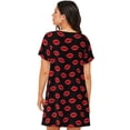 thumbnail image 6 of Lafuoo Sexy Red Lips Kiss Pattern Women's Short-sleeved Nightdress, Knee-length Pullover Nightgown, Summer Home Wear-3X-Large, 6 of 8