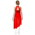 thumbnail image 5 of Aislor Sheer Mesh Skirted Leotard for Girls Asymmetrical Lyrical Dance Dress Ballerina Outfit Sequin Bodice Red 8, 5 of 7