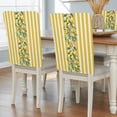 thumbnail image 2 of Summer Plant Chair Covers Set of 1 Retro Lemon Leaf Yellow Stripe Chair Back Covers Stretch Removable Washable Slipcovers Protector for Dining Room Kitchen Party Decor, 2 of 9