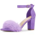 thumbnail image 1 of Sandalias De Tacón Cuadrado Con Correa En El Tobillo Piel Sintética Para Mujer Purple 41, 1 of 6