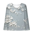 thumbnail image 6 of CFLVAEK Oversized Gauze Long Sleeve Linen Blouses for Women Plus Size Elegant Floral Print Scoop Neck Shirt Casual Batwing Shirts Lightweight Beach Vacation T Shirts Resort Wear, 6 of 7