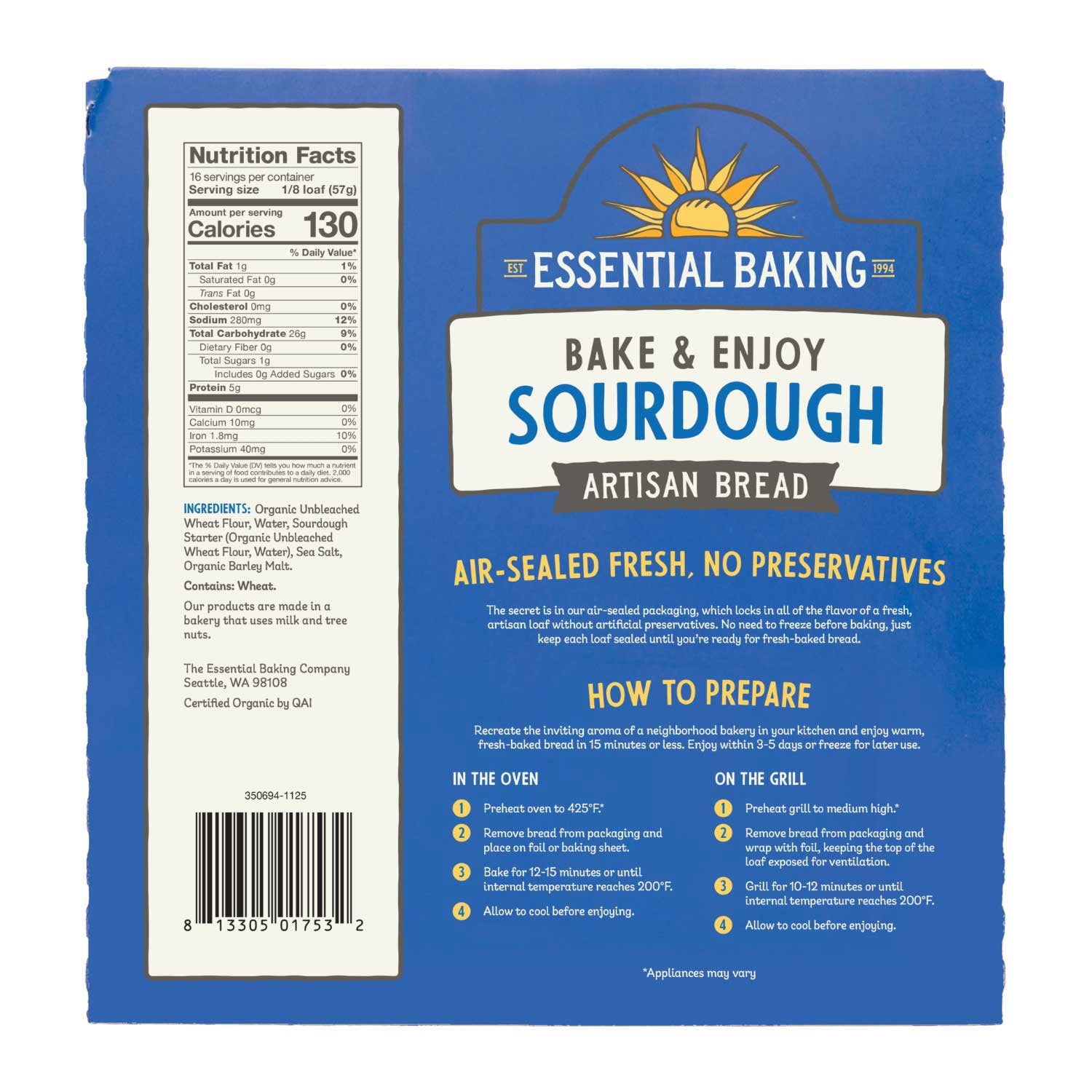 Essential Baking Organic Sourdough Bread 2 count