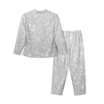 thumbnail image 2 of Junzan Silver Glitter Print Womens Pajama Sets,Long Sleeve Button Down For Women Pjs 2 Piece, 2 of 9