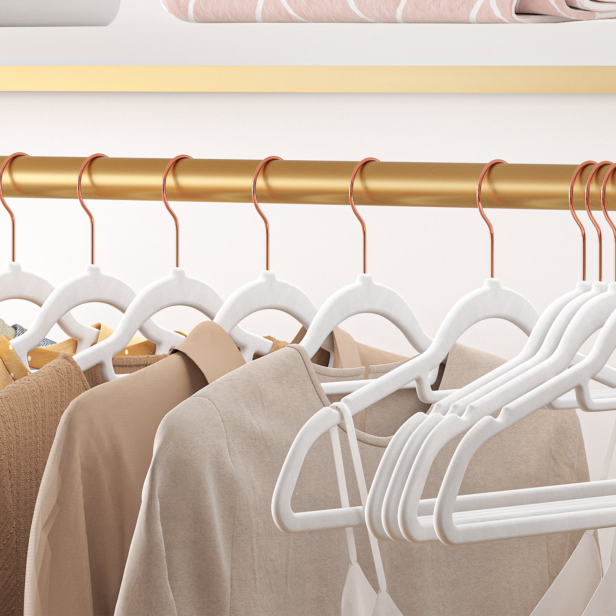 50 Pack Velvet Hangers Clothes Hanger with Swivel Hook Non-Slip for Coat Shirt Dress Pants Tie Cloud White