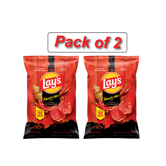 Lay's Potato Chips Flamin' Hot Flavored, 7.75 oz (Pack of 2)