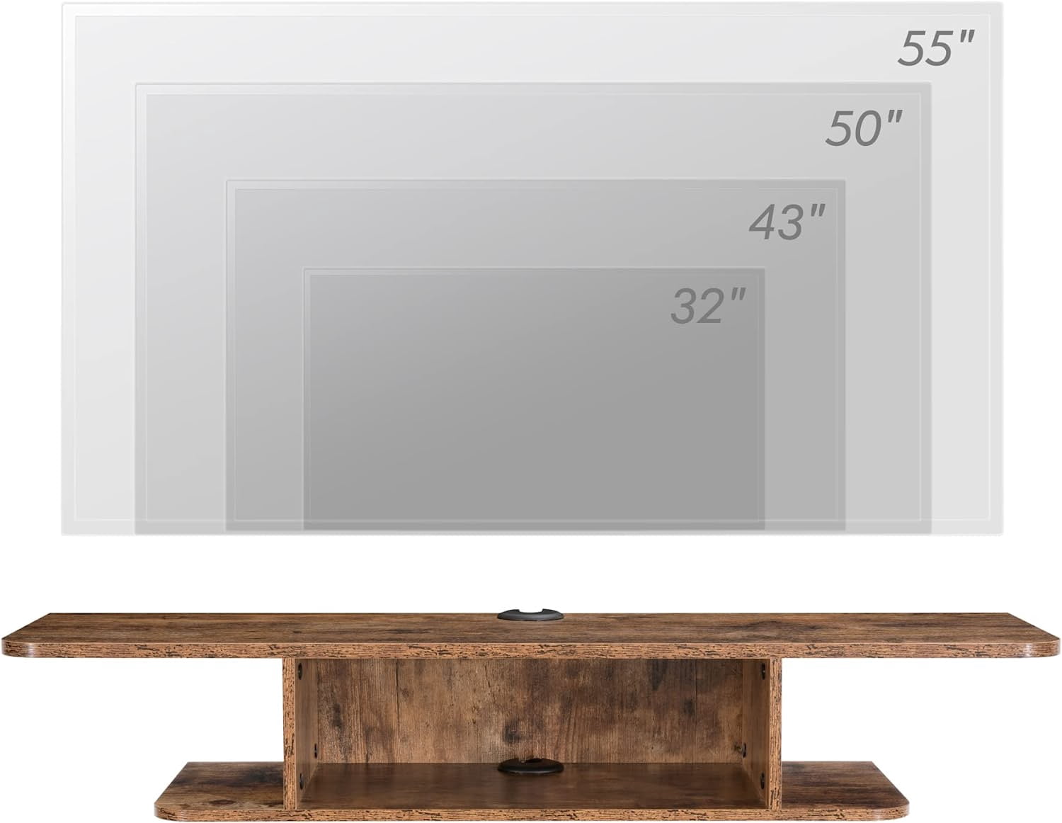 WAMPAT 2-Tier Floating TV Shelf Wall Mounted,Modern Floating Entertainment Center Media Console Under TV for Living Room, Rustic Brown