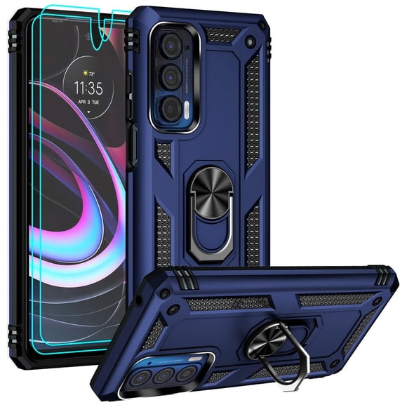 Funda para Moto Edge 2021 5G UW Androgate con Anillo Azul