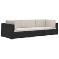 thumbnail image 2 of vidaXL 3 Piece Garden Sofa Set with Cushions Poly Rattan Black, 2 of 11