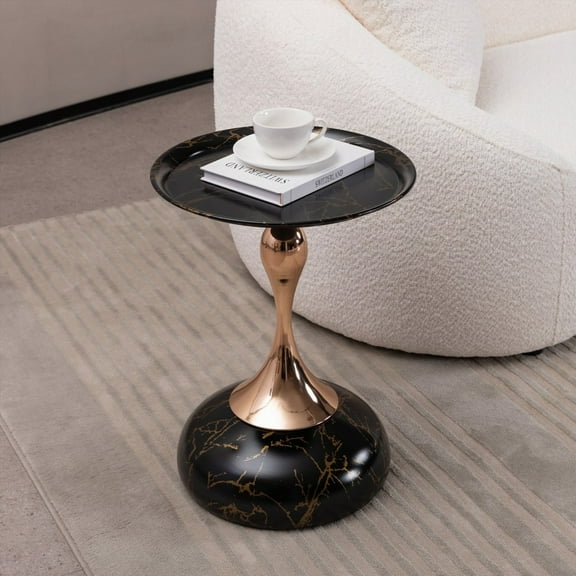 Mermaid Tail End Round Side Coffee Table, Modern Metal Pedestal for Easy Assembly and Use