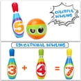 thumbnail image 3 of Juego de bolos para niños, juguetes para niños de 2, 3, 4, 5 años, niños y niñas, 10 alfileres de espuma suave de colores para interiores, 2 bolas de bolos impresas con números, juguetes de Pascua, re, 3 of 7