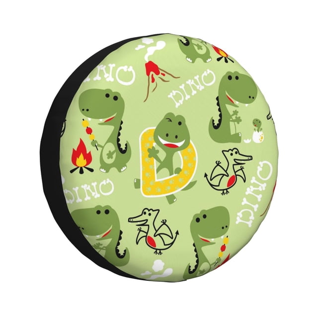 Fotbe Cute Dinosaurs Cartoon Funda de Llanta de Repuesto con Estampado, Engrosada, Ajuste Universal para Jeep, Remolque, RV, SUV, Camión-16 inch